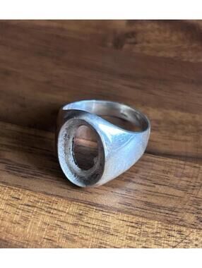 Vintage Sterling Silver Signet Ring Empty Bezel 925 Size 11.5